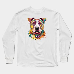 American Staffordshire Terrier Dog American Staffy Stencil Long Sleeve T-Shirt